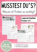 Vorschau - Arbeitsblätter - Warum ist Trinken wichtig? - Leseförderung mit Sachwissen - Deckblatt