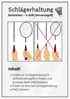 Vorschau - Poster - Badminton. Schlägerhaltung (V-Griff). Poster - Deckblatt