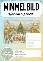 Vorschau - Arbeitsblätter - Wimmelbild Weihnachtsmarkt/Weihnachten mit Differenzierung/Suchaufträgen - Deckblatt