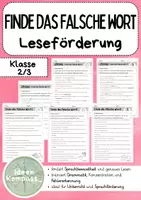 Vorschau - Stationenlernen - Finde das falsche Wort- Leseförderung - Deckblatt