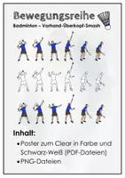 Vorschau - Poster - Badminton. Bewegungsreihe zum Vorhand-Überkopf-Smash. Poster - Deckblatt