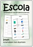 Vorschau - Arbeitsblätter - Escola. Arbeitsblatt zum Ausfüllen. Vokabeltabelle - Deckblatt