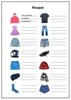 Vorschau - Arbeitsblätter - Roupas. Arbeitsblatt zum Ausfüllen. Vokabeltabelle - Seite 1