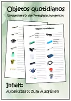 Vorschau - Arbeitsblätter - Objetos quotidianos. Arbeitsblatt zum Ausfüllen. Vokabeltabelle - Deckblatt