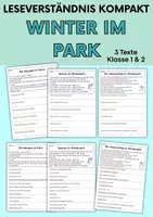 Vorschau - Arbeitsblätter - Winter im Park | Leseverständnis, Klasse 1 & 2 - Deckblatt