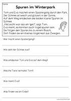 Vorschau - Arbeitsblätter - Winter im Park | Leseverständnis, Klasse 1 & 2 - Seite 2