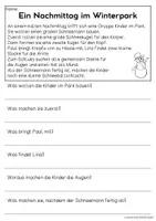 Vorschau - Arbeitsblätter - Winter im Park | Leseverständnis, Klasse 1 & 2 - Seite 3