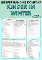 Vorschau - Arbeitsblätter - Kinder im Winter | Leseverständnis, Klasse 1 & 2 - Deckblatt