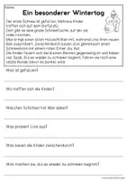 Vorschau - Arbeitsblätter - Kinder im Winter | Leseverständnis, Klasse 1 & 2 - Seite 3