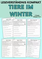 Vorschau - Arbeitsblätter - Tiere im Winter | Leseverständnis, Klasse 1 & 2 - Deckblatt