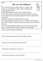 Vorschau - Arbeitsblätter - Nikolaus - Sachtexte für Erstleser | Leseverständnis Klasse 1 & 2 - Seite 1