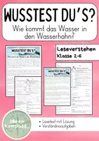 Vorschau - Arbeitsblätter - Wie kommt das Wasser in den Wasserhahn? - Leseförderung mit Sachwissen - Deckblatt