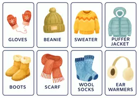 anteprima - Flashcard - Flash cards Inverno in lingua inglese - Pagina 1