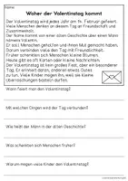 Vorschau - Arbeitsblätter - Valentinstag - Sachtexte für Erstleser | Leseverständnis Klasse 1 & 2 - Seite 1