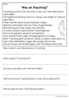 Vorschau - Arbeitsblätter - Fasching - Sachtexte für Erstleser | Leseverständnis Klasse 1 & 2 - Seite 1