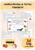 Vorschau - Arbeitsblätter - Freebie Verben beugen und konjugieren im Präsens – Tierkartei Deutsch 2./3. Klasse kostenlos! - Deckblatt