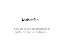 Vorschau - Präsentationen/Tafelbilder - Malsteifen nach John Neper (Präsentation zur Einführung) - Deckblatt
