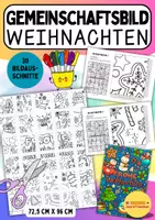 Vorschau - Mal- und Bastelvorlagen - 🎄 Gemeinschaftsbild Weihnachten zum Ausmalen – Klassenprojekt, Adventszeit, Weihnachten - kooperatives Poster - Deckblatt