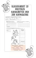 Vorschau - Klassenarbeiten - Klassenarbeit zu wichtigen Nähbegriffen und zur Nähmaschine - Deckblatt