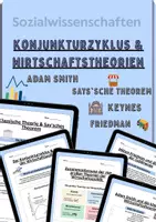 Vorschau - Arbeitsblätter - Konjunkturzyklus & Wirtschaftstheorien – Komplettes Unterrichtspaket (Smith, Keynes, Say, Friedman) - Deckblatt