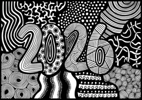 Vorschau - Arbeitsblätter - Neujahr Zentangle Weiter- & Ausmalbilder für 2026 - Kunst im neuen Jahr - Seite 1