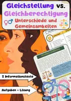 Vorschau - Arbeitsblätter - Gleichstellung vs Gleichberechtigung: Unterschiede & Gemeinsamkeiten - Deckblatt