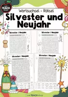 Vorschau - Arbeitsblätter - Silvester / Neujahr - Wortsuche - Deckblatt