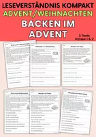 Vorschau - Arbeitsblätter - Backen im Advent | Leseverständnis, Klasse 1 + 2 - Deckblatt