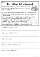 Vorschau - Arbeitsblätter - Adventsabende Daheim | Leseverständnis, Klasse 1 + 2 - Seite 1