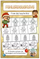 Vorschau - Arbeitsblätter - Fehlerdetektive zu Weihnachten: Welches Bild ist anders? 15 Streifen mit Fehlersuchbildern - Deckblatt