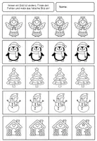 Vorschau - Arbeitsblätter - Fehlerdetektive zu Weihnachten: Welches Bild ist anders? 15 Streifen mit Fehlersuchbildern - Seite 1