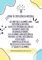 Vista previa - Refuerzo / NEE / Materiales de apoyo - PF Tema 18: discapacitat motora (oposición PT GVA) RESUM - Portada
