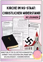 Vorschau - Arbeitsblätter - Kirche und Nationalsozialismus: Christlicher Widerstand (Dietrich Bonhoeffer, Wilhelm Busch) - Deckblatt