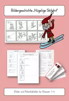 Vorschau - Arbeitsblätter - Wichtel-Bildergeschichte „Hügelige Skifahrt“ - Deckblatt