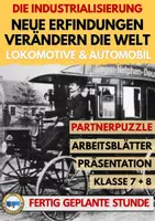Vorschau - Arbeitsblätter - Lokomotive & Automobil AB2 Erfindung Industrialisierung Partnerpuzzle - Deckblatt