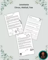 Vorschau - Arbeitsblätter - Lesetexte (Dinos, Weltall, Fee) - Deckblatt