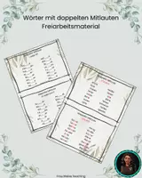 Vorschau - Aufgabenkarten - Wörter mit doppelten Mitlauten - Freiarbeitsmaterial - Deckblatt
