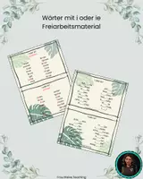 Vorschau - Aufgabenkarten - Wörter mit i oder ie - Freiarbeitsmaterial - Deckblatt