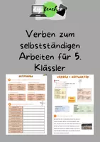 Vorschau - Arbeitsblätter - Verben - selbstständiges Arbeiten für 5. Klässler - Deckblatt