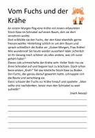 Vorschau - Arbeitsblätter - Vom Fuchs und der Krähe - Nacherzählung - Seite 1