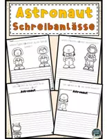 Vorschau - Mal- und Bastelvorlagen - Astronaut thema, Erzählanlässe und Schreibanlässe mit fragen, zum Kreativen Schreiben(2. & 4. Klasse) - Deckblatt