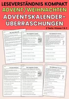 Vorschau - Arbeitsblätter - Adventskalender-Überraschungen | Leseverständnis, Klasse 1 + 2 - Deckblatt