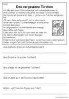 Vorschau - Arbeitsblätter - Adventskalender-Überraschungen | Leseverständnis, Klasse 1 + 2 - Seite 1