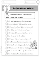 Vorschau - Arbeitsblätter - Stolperwörter, Stolpersätze Winter / Ein Wort zu viel - Seite 1