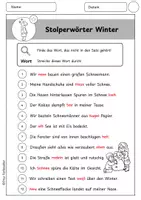 Vorschau - Arbeitsblätter - Stolperwörter, Stolpersätze Winter / Ein Wort zu viel - Seite 2