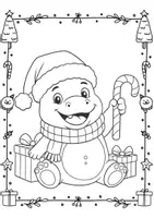 Vorschau - Mal- und Bastelvorlagen - Ausmalbilder Winter - 25 Motive - Nilpferd in der Weihnachtszeit - Seite 2