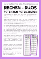 Vorschau - Aufgabenkarten - POTENZEN POTENZIEREN - 3 Rechen-Duos - Seite 1