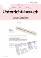 Vorschau - Stundenentwürfe - Unterrichtsbesuch - Das Lesetandem (kooperatives Lernen und Leseförderung) - Deckblatt