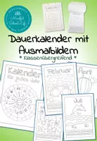 Vorschau - Arbeitsblätter - Bastelkalender/ Dauerkalender zum Ausmalen - Deckblatt