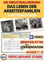 Vorschau - Arbeitsblätter - Arbeiterfamilien Industrialisierung Leben AB5 Sortieraufgabe - Deckblatt